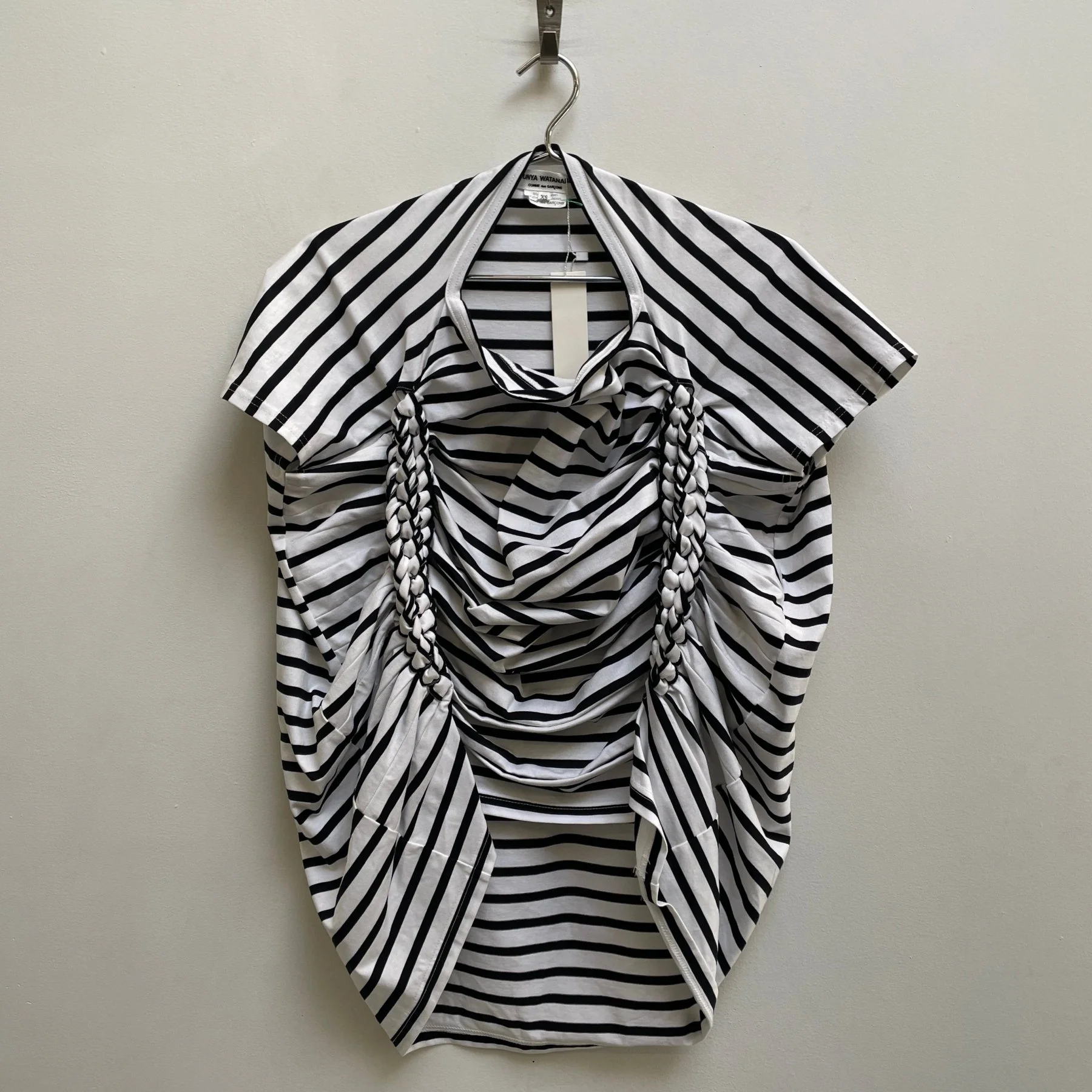 SS17 Junya Watanabe Ruched Braiding Striped Top
