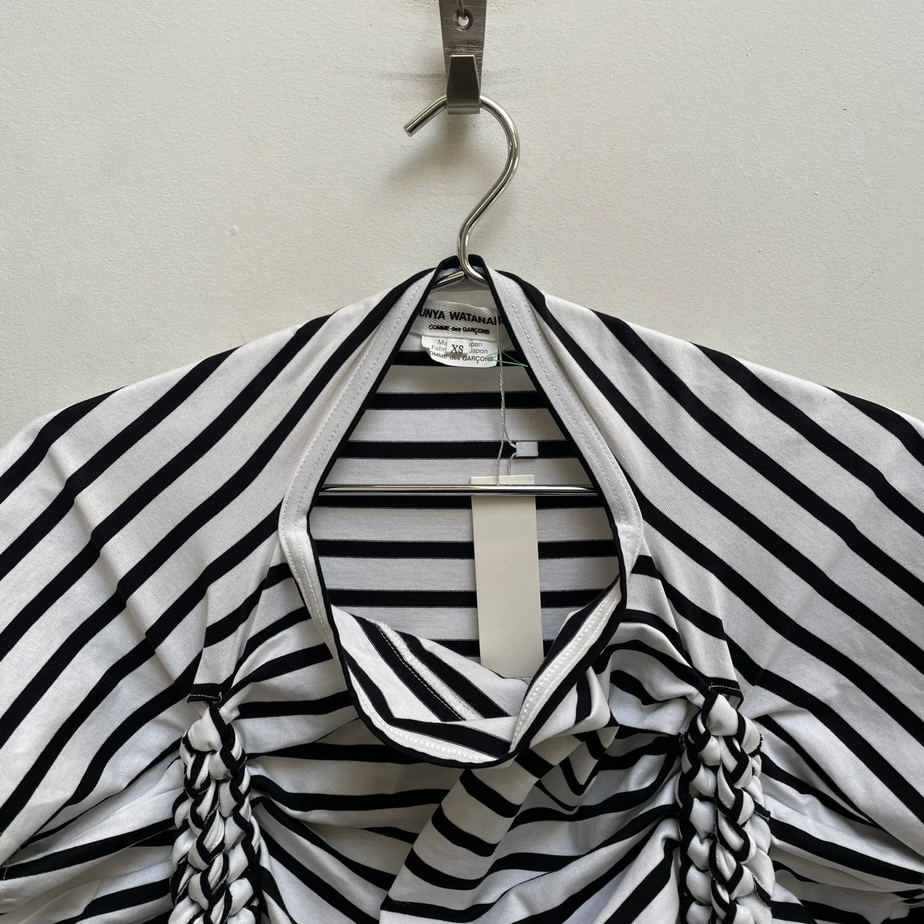 SS17 Junya Watanabe Ruched Braiding Striped Top - Image 3