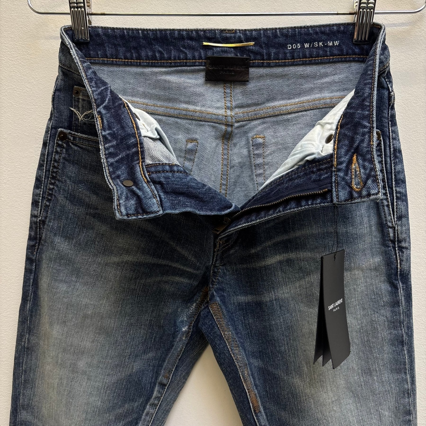 SS18 Yves Saint Laurent Acid Wash Distressed Zip Jeans - Image 14