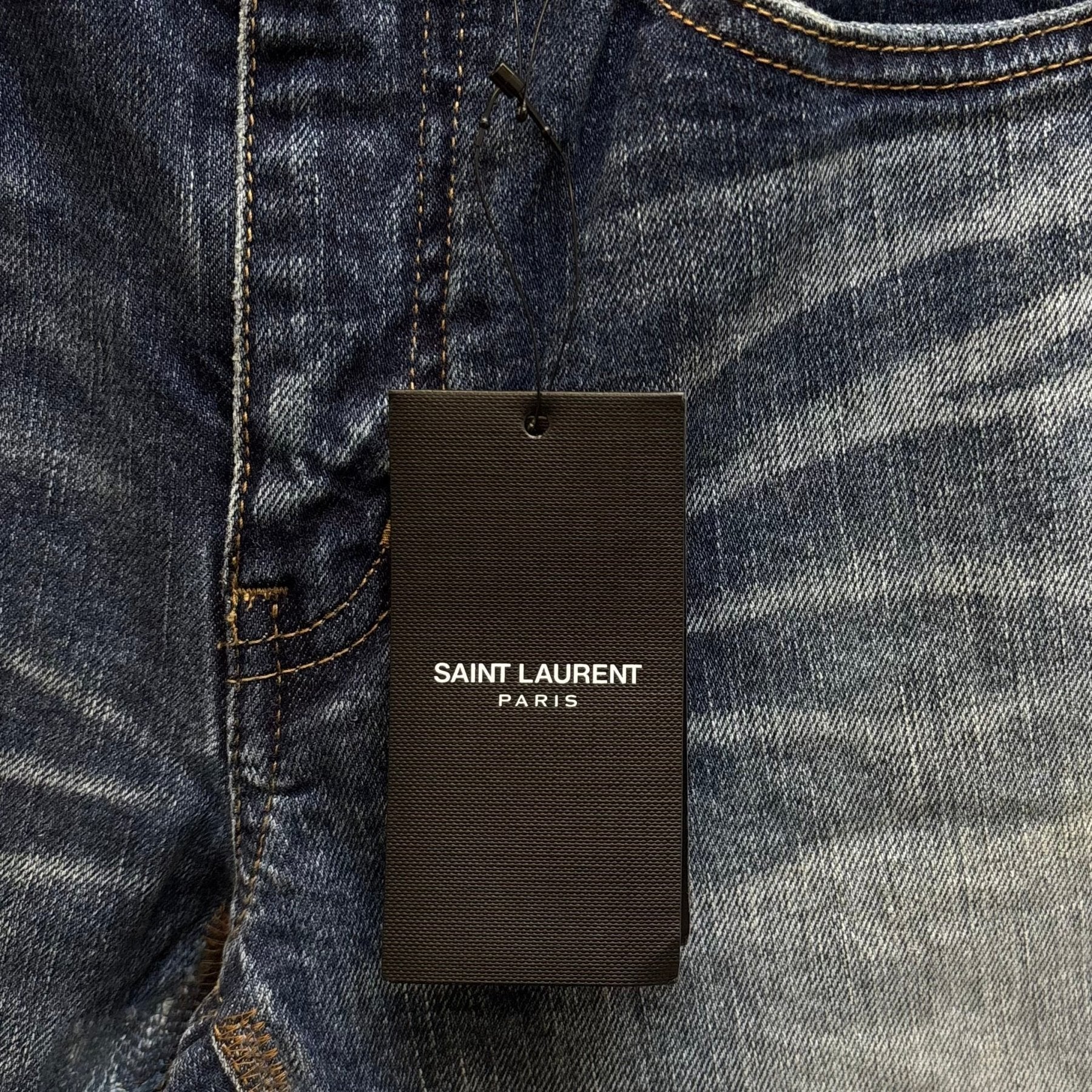 SS18 Yves Saint Laurent Acid Wash Distressed Zip Jeans - Image 18