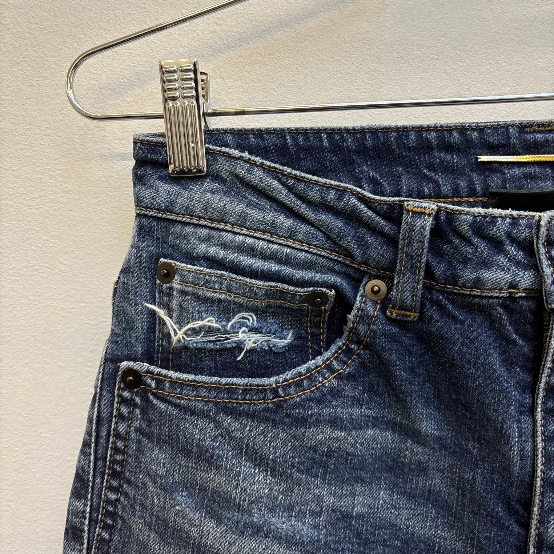SS18 Yves Saint Laurent Acid Wash Distressed Zip Jeans - Image 5