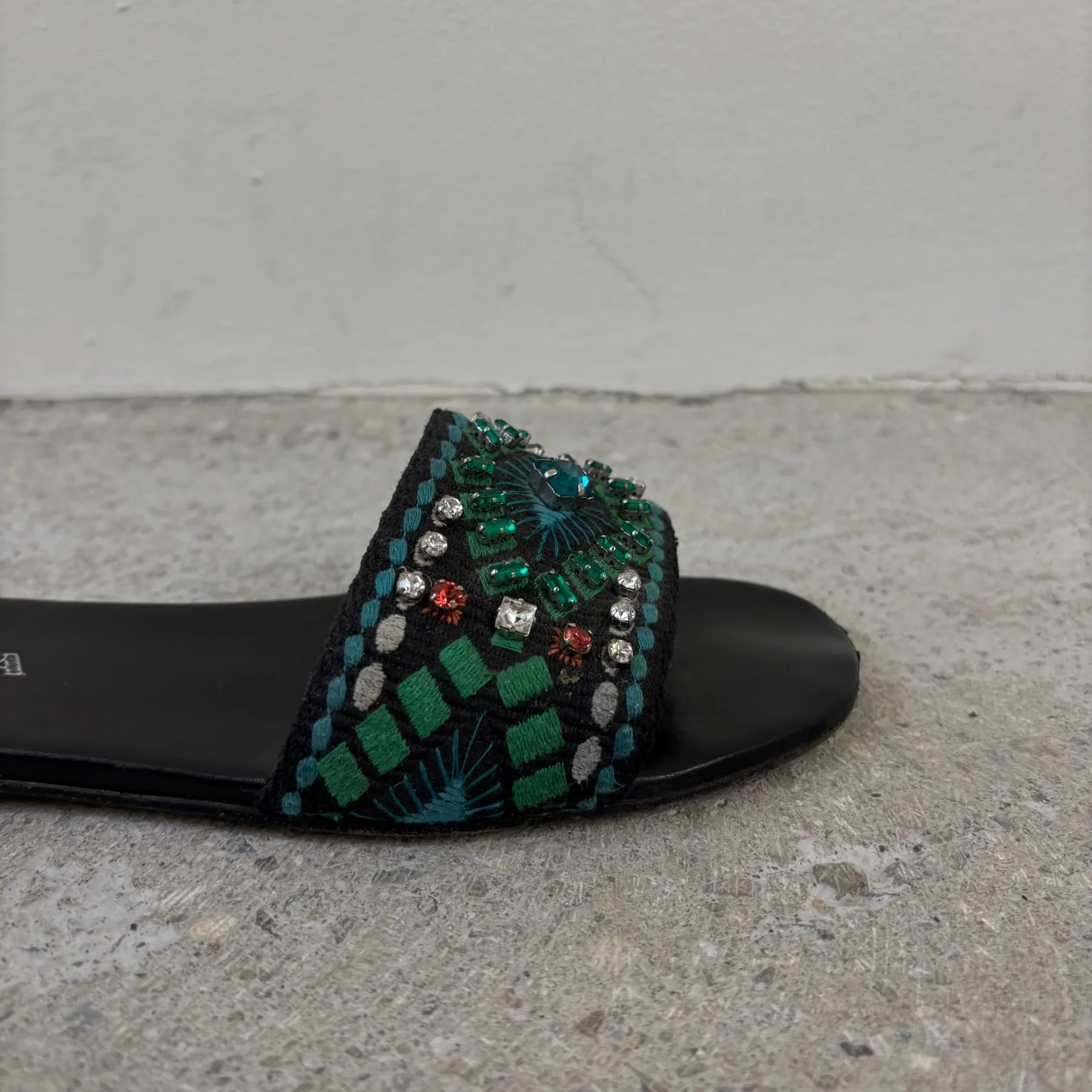 SS20 Prada Printed Crystal Embellished Slides - Image 6