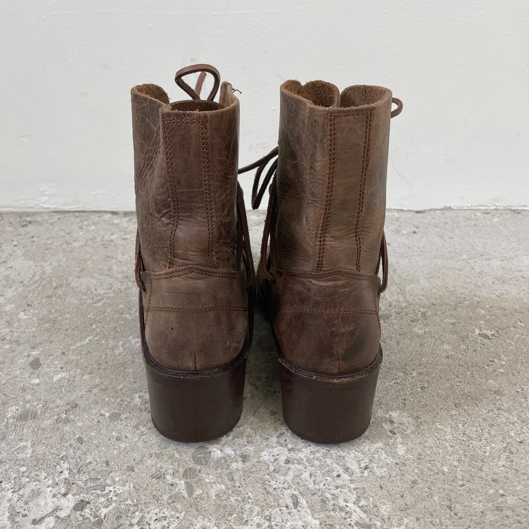 T2IN Dirt Brown Leather Bondage Boots - Image 4