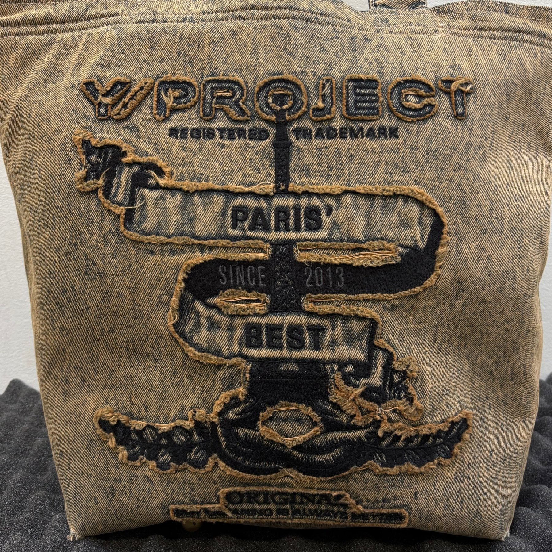 Y/Project Paris’ Best Distressed Denim Tote Bag - Image 3