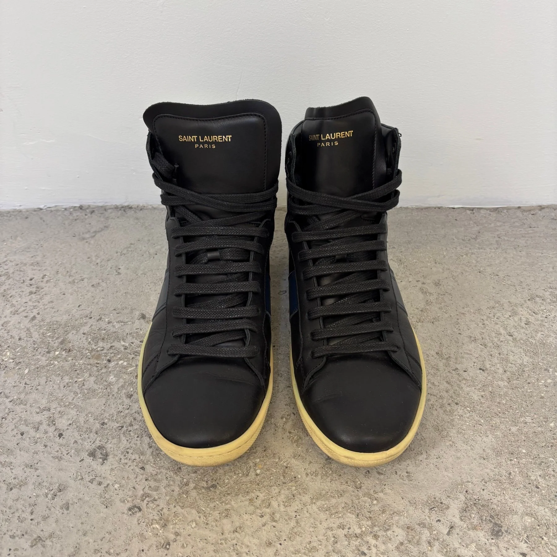 Yves Saint Laurent High-Top Leather Sneakers - Image 3